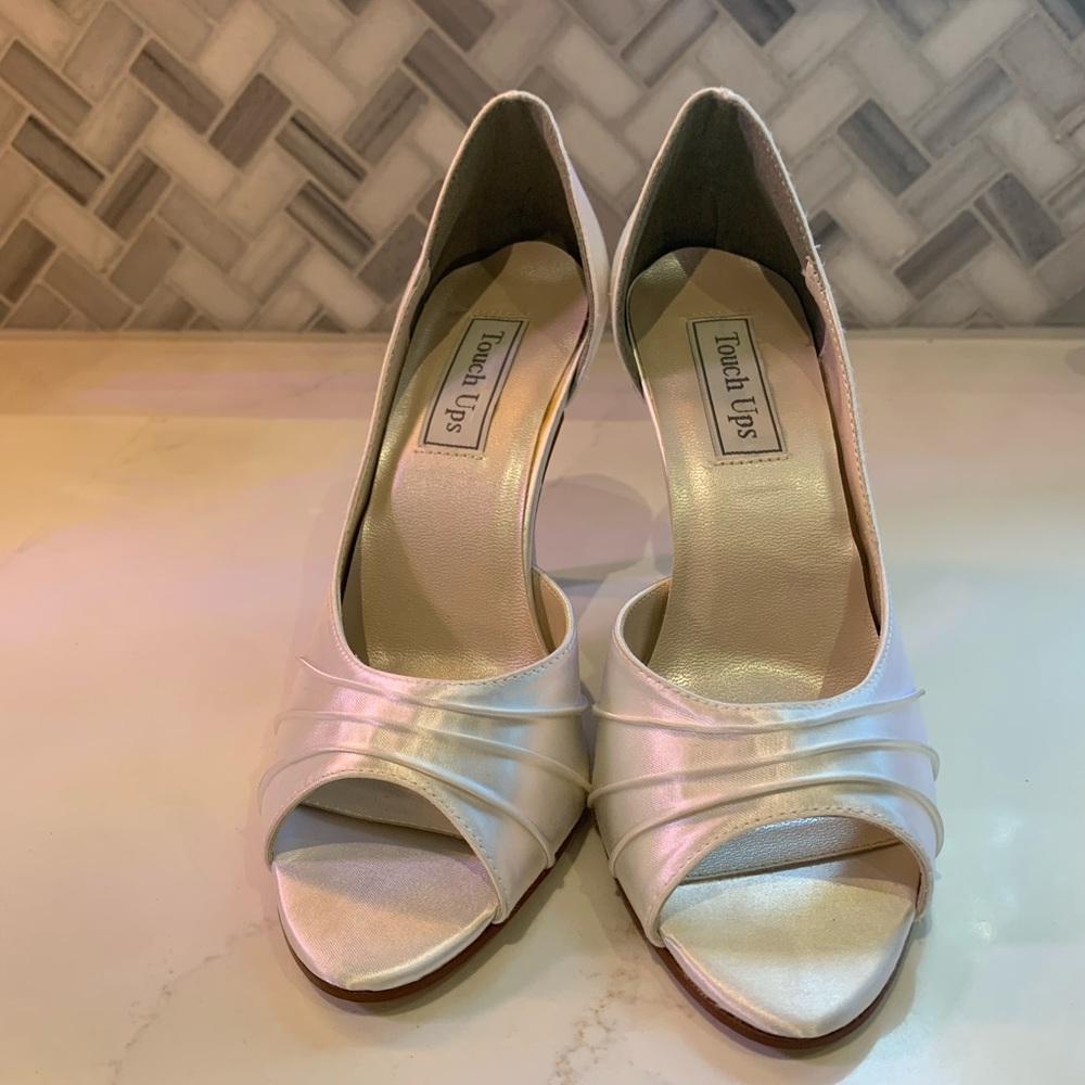 Touch Ups White Peep Toe Heels